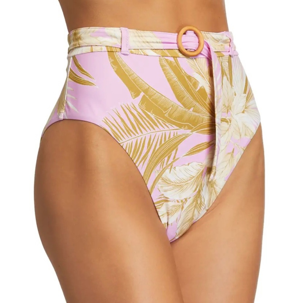 LeTarte NWT Beatrice Floral Print High Waist Belted Bikini Bottom